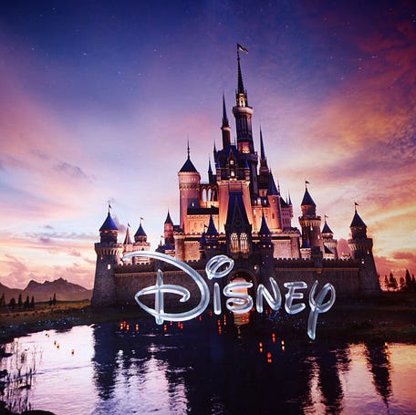 The Walt Disney logo is displayed on screen during the Walt Disney Studios presentation at The Colosseum at Caesars Palace at CinemaCon 2025 in Las Vegas, Nevada, on April 3, 2025.