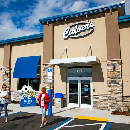 Culver's customers leave one of the chain's restaurants on Oct. 12, 2021 in the 4800 block of SW College Road in Ocala, Florida.