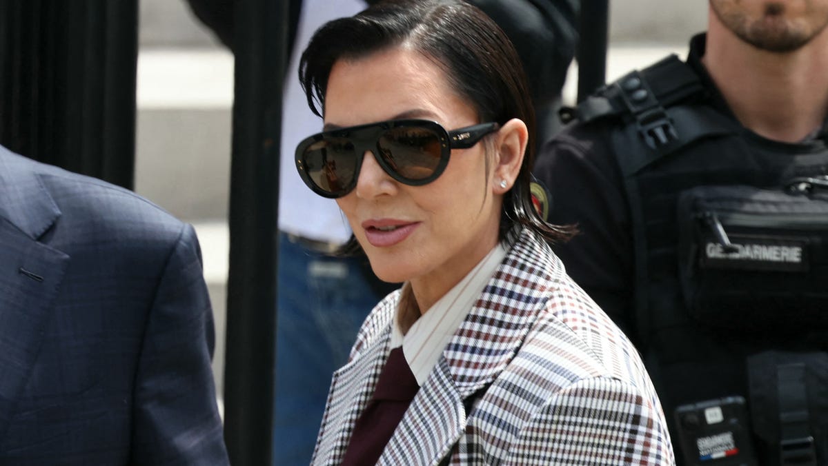 Media personality Kris Jenner, mother of Kim Kardashian, arrives at the Assize Court for the trial during which her daughter will testify over the 2016 robbery of millions of dollars' worth of jewelry at gunpoint in Paris, on May 13, 2025.