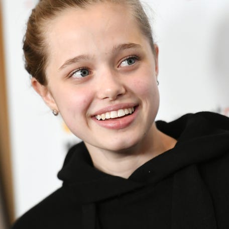 Shiloh Jolie-Pitt attends the premiere of MSNBC Films' "Paper & Glue: A JR Project" at Museum Of Tolerance on Nov. 18, 2021 in Los Angeles.