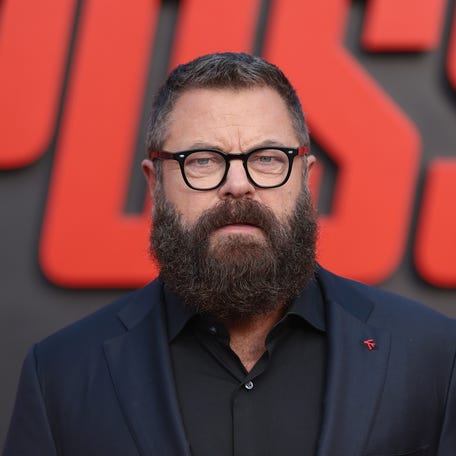 Nick Offerman attends the premiere of "Mission: Impossible: The Final Reckoning" in New York on May 18, 2025, in New York.