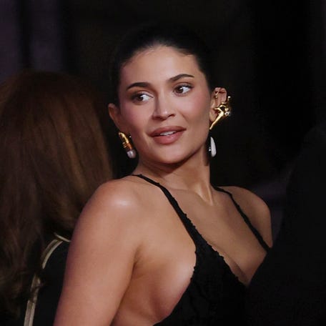 Kylie Jenner attends the red carpet during the 70th David Di Donatello at Cinecitta Studios in Rome on May 07, 2025.