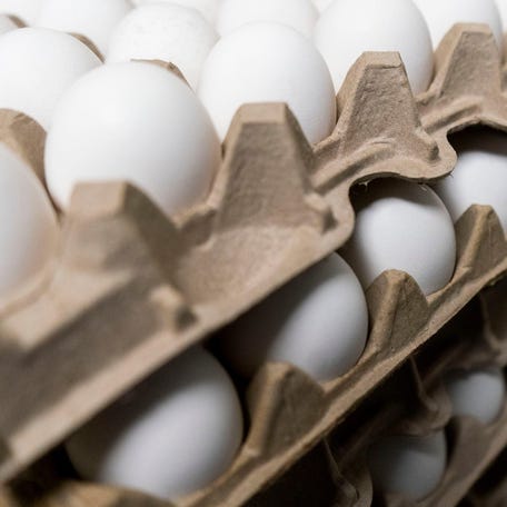 Eggs stacked up for the brunch rush at Cafe Ferraro in Fairless Hills on Thursday, Feb. 27, 2025. Record egg prices earlier this year impacted the cost of dining.