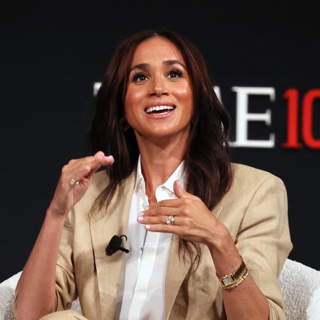 Meghan, Duchess of Sussex speaks onstage during the 2025 TIME100 Summit at Jazz at Lincoln Center on April 23, 2025, in New York City.