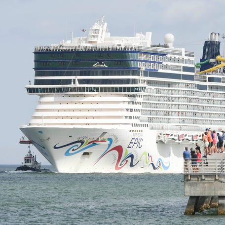 The Norwegian Epic cruise ship returns to Port Canaveral in Florida in 2019.