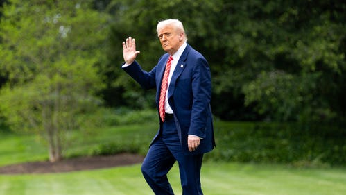President Donald Trump departs the White House in Washington, DC on May 30, 2025.