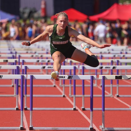 Minisink Valley's Ella Michelitch competes in the pentathlon during the Section 9 New York State Qualifier on June 4, 2025.