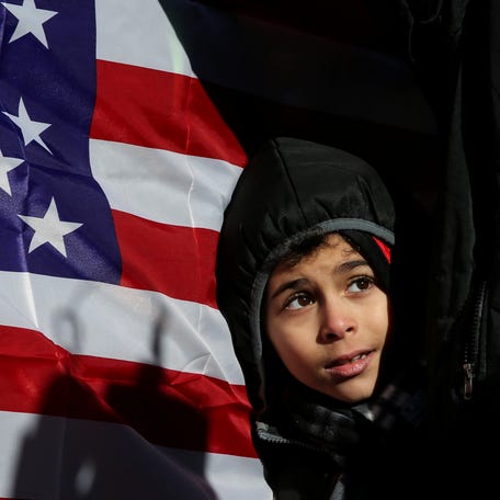 New York Yemeni Americans demonstrate in response to U.S. President Donald Trump's travel ban and recent denials of visa applications in Foley Square in lower Manhattan in New York City, New York on Dec. 27, 2017.