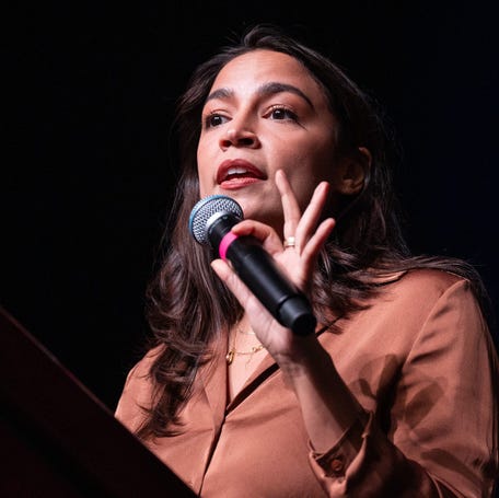 Congresswoman Alexandria Ocasio-Cortez speaks during Our Fight Our Future Rally at the University of Texas in Austin Tuesday, Oct. 1, 2024. Bernie Sanders, Alexandria Ocasio-Cortez, Greg Casar, Lloyd Doggett, Beto Oâ€™Rourke and University Democrats held a rally to encourage young voters to register and vote in the upcoming election.