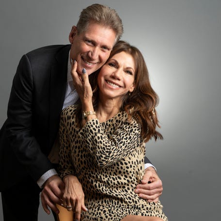 "Golden Bachelor" Gerry Turner and then-fiancée Theresa Nist pose for a portrait the day after the season finale of the series on Dec. 1, 2023.