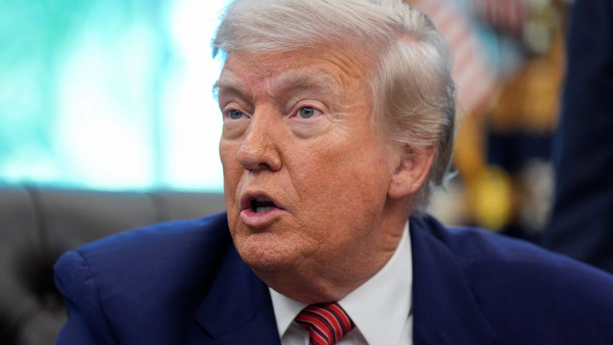 President Donald Trump speaks in the Oval Office on the day he signs an executive order at the White House in Washington, D.C., on May 23, 2025.