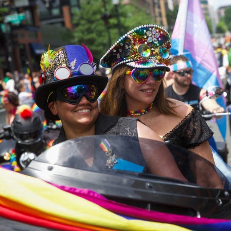 People participate in the WorldPride Parade in Washington, DC, on June 7, 2025.