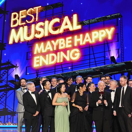 Jeffrey Richards accepts the best musical award for "Maybe Happy Ending" during the 78th annual Tony Awards at Radio City Music Hall in New York City on June 8, 2025.