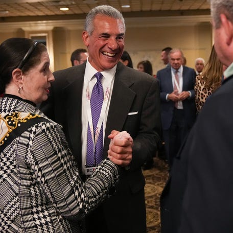 November, 8, 2022; Bernards, New Jersey, USA; Former gubernatorial candidate Jack Ciattarelli, middle, during the Republican Election Night party at the Old Mill Inn on Nov. 8, 2022 in Bernards Twp, N.J. Mandatory Credit: Chris Pedota-USA TODAY NETWORK