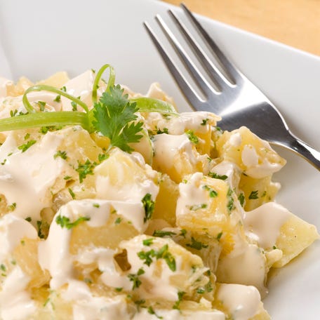 Potato salad "can contribute to weight gain and other health issues if consumed in excess," but there's a simple fix if you swap out the mayo.