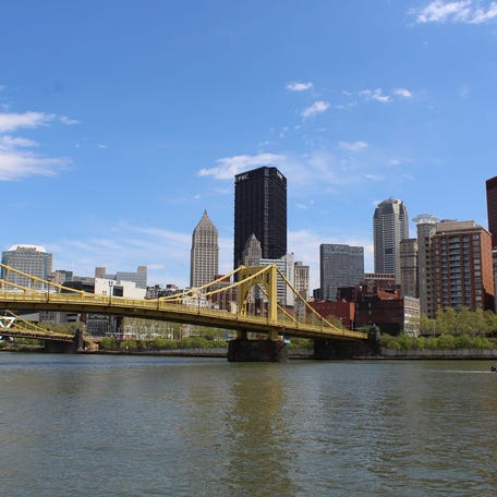 A view of the Pittsburgh skyline from the Three Rivers Trail, located along the city's North Shore area.