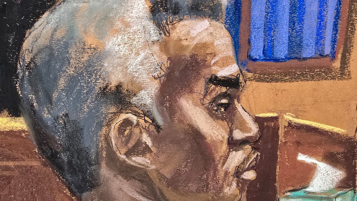 Sean "Diddy" Combs watches as a witness testifies under the pseudonym Jane to protect her privacy, during Combs' sex trafficking trial in New York City on June 9, 2025.