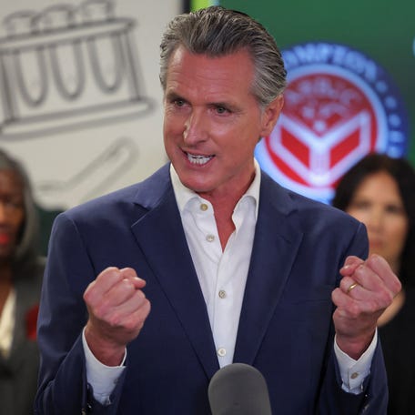 California Gov. Gavin Newsom speaks in Compton on June 5, 2025.