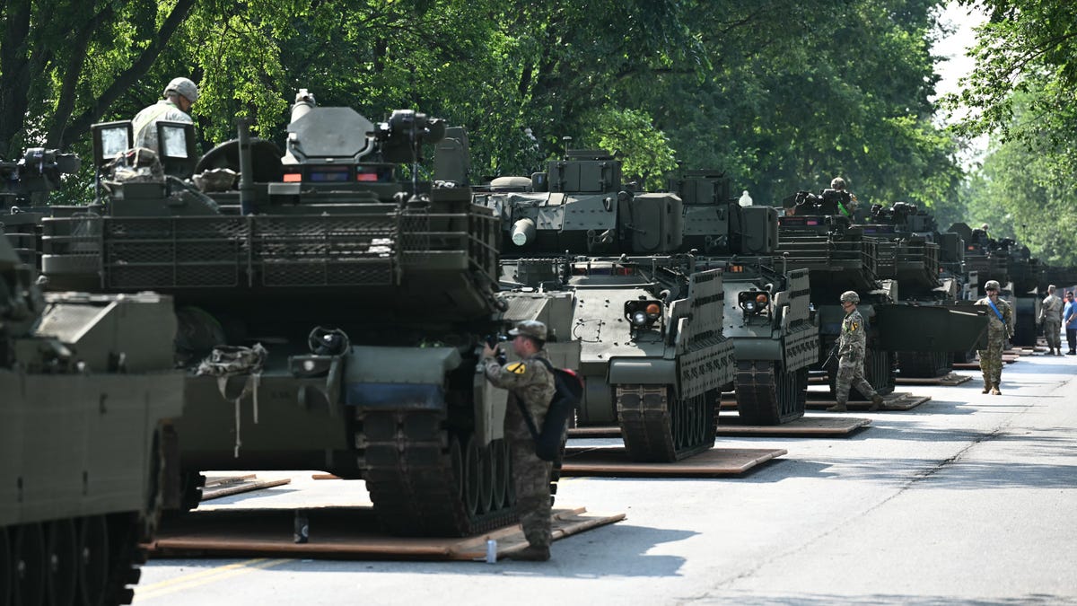 See photos: Military vehicles set up in Washington DC ahead of parade See photos: Military vehicles set up in Washington DC ahead of parade
