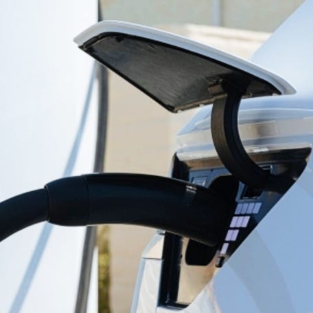 A Hyundai EV is charging.