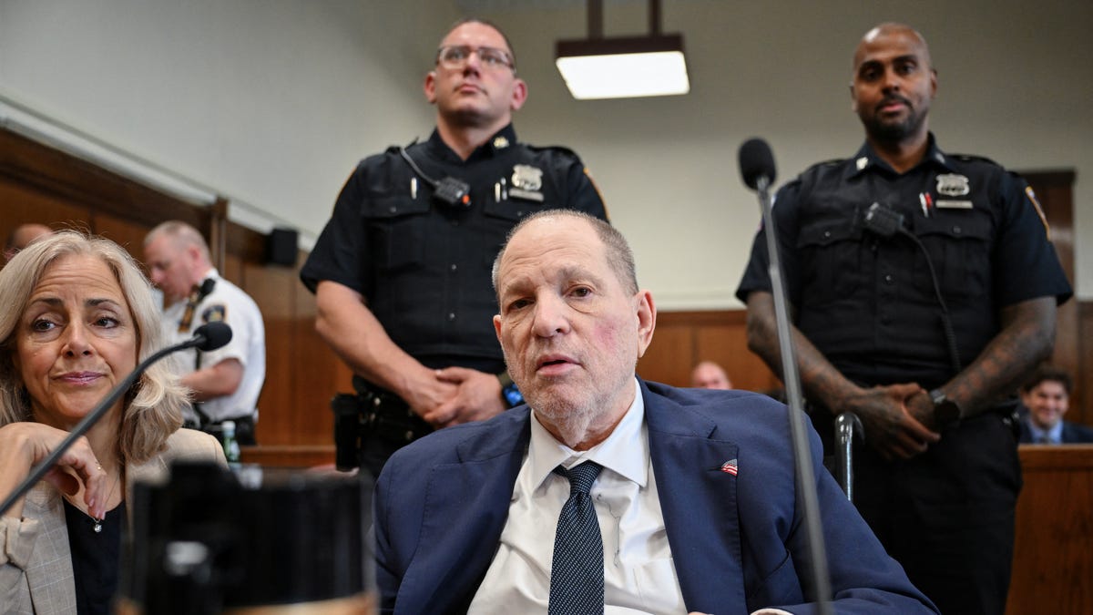 Former Hollywood film producer Harvey Weinstein appears in Manhattan criminal court during his rape and sexual assault retrial in New York on June 11, 2025.