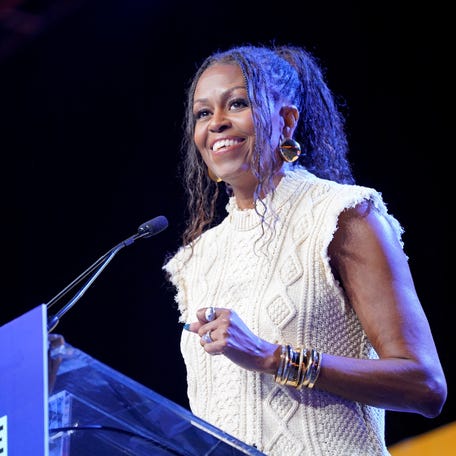Michelle Obama hosts a rally for Democratic presidential nominee U.S. Vice President Kamala Harris in Georgia on Oct. 29, 2024.