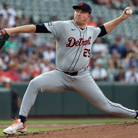 Detroit Tigers pitcher Tarik Skubal (29) throws during the first inning against the Baltimore Orioles.