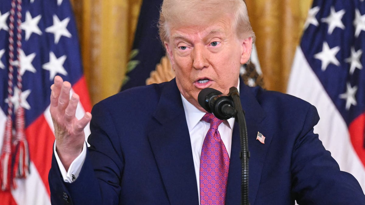 President Donald Trump speaks before signing a bill blocking California's rule banning the sale of new gas-powered cars by 2035 in the East Room of the White House in Washington, DC on June 12, 2025.