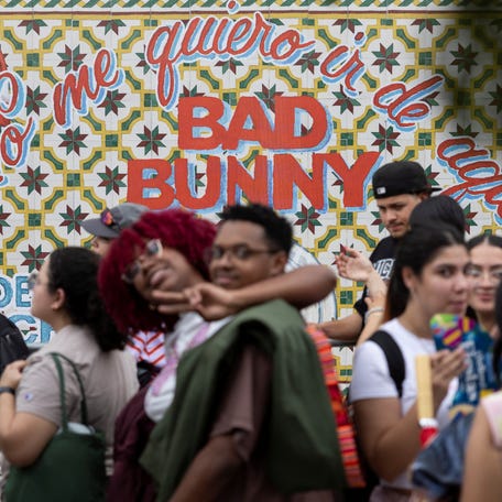 Fans line up to buy tickets to see Bad Bunny on his residency in San Juan, Puerto Rico, Jan. 15, 2025.