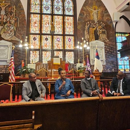 Tonya Matthews, president and CEO of the International African American Museum, spoke June 12, 2025 at a town hall at Emanuel AME Church, also known as Mother Emanuel, in Charleston. This year marked the 10th anniversary of the shooting of nine churchgoers there.