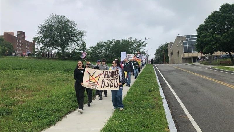 Newburgh residents marched from Montgomery Street as part of many protests planned across the U.S. on June 14, 2025, dubbed by organizers as "No Kings Day."