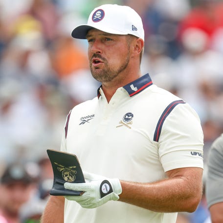 Bryson DeChambeau prepares to play on the 12th hole during the second round of the U.S. Open.