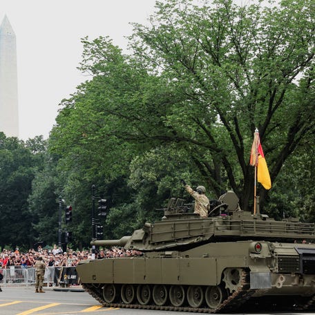 An M1A2/Abrams tank passes during a military parade to commemorate the U.S. Army's 250th Birthday in Washington, D.C., U.S., June 14, 2025.