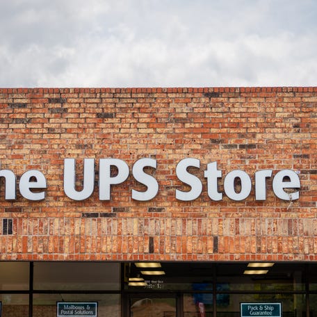The exterior of a UPS store is seen on April 29, 2025 in Austin, Texas.