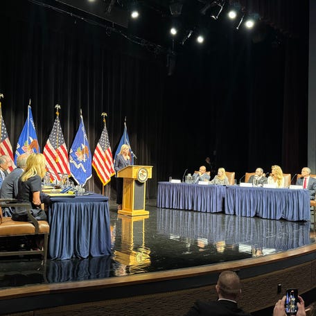 Members of the Religious Liberty Commission listed as Attorney General Pam Bondi speaks at the group's inaugural meeting at the Museum of the Bible in Washington on Monday, June 16, 2025.