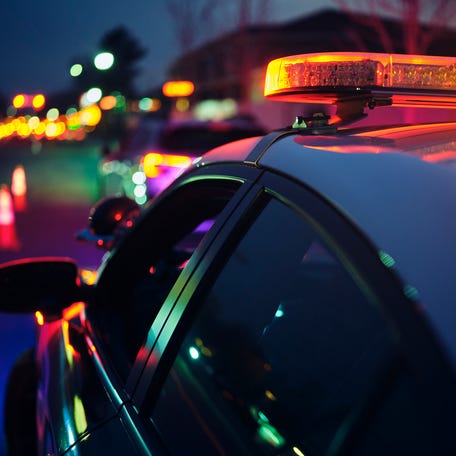 A police car at night.