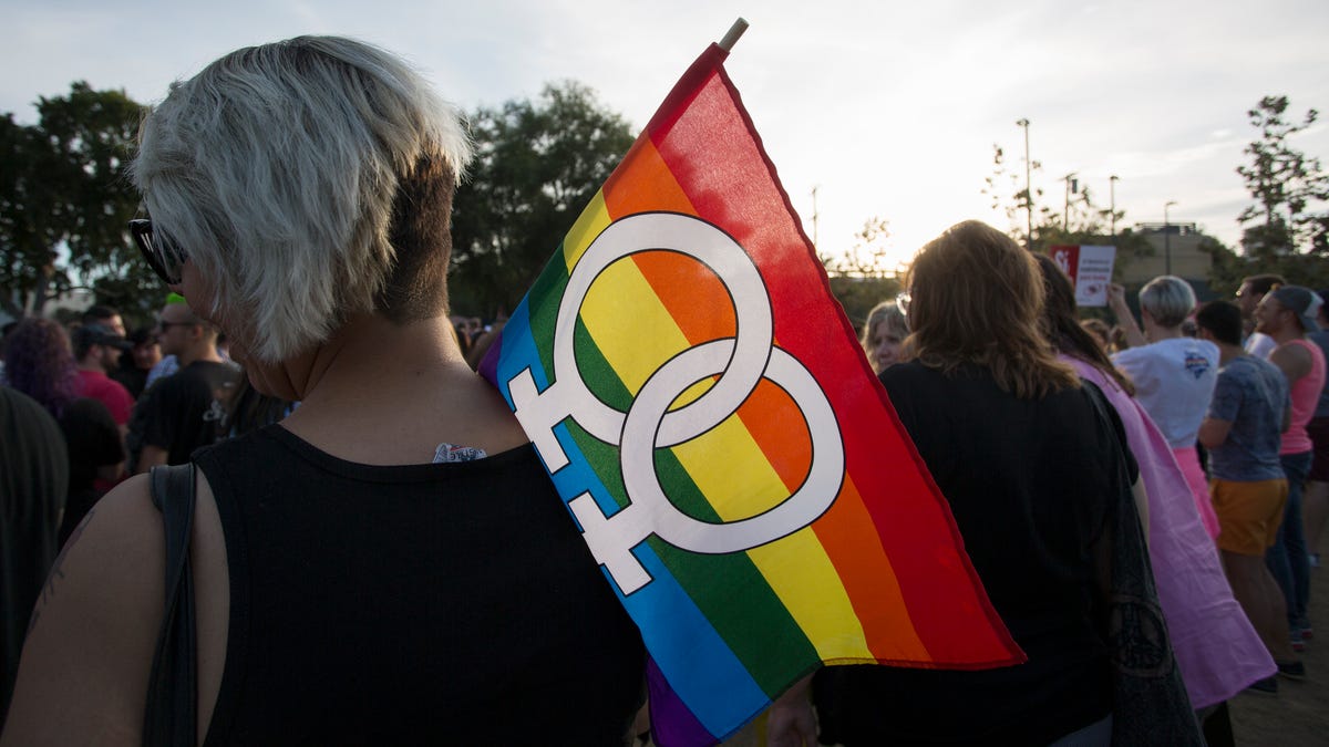 People celebrate the Supreme Court ruling on same-sex marriage on June 26, 2015 in West Hollywood, California. The Supreme Court ruled today that same-sex couples have a constitutional right to marry nationwide without regard to their state's laws.