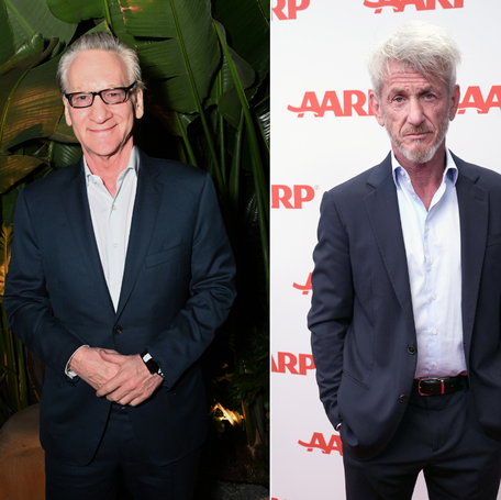 Bill Maher, left, defended his decision to have dinner with President Donald Trump during a conversation with Sean Penn on his podcast.
