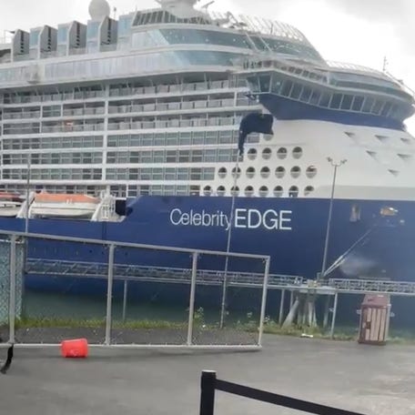 Celebrity cruise ship breaks loose from pier
