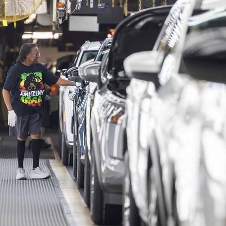 Completed vehicles are inspected at Nissan's Smyrna plant Wednesday, June 18, 2025.