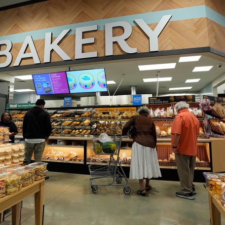 Shoppers check out the new bakery at the Eastside Kroger Marketplace opened on Wednesday, April 30, 2025.