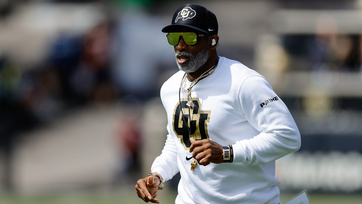 Colorado Buffaloes head coach Deion Sanders during the spring game at Folsom Field.