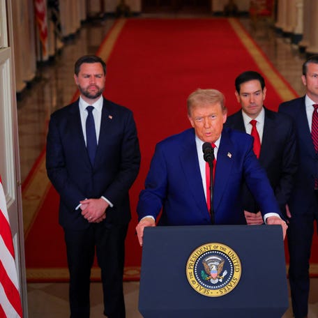 President Donald Trump delivers an address to the nation at the White House on June 21, 2025, following U.S. strikes on Iran's nuclear facilities.