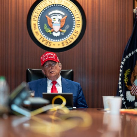 President Donald Trump holds a meeting in the Situation Room at the White House on June 21, 2025.