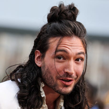 Ezra Miller attends the world premiere of "The Flash" in Los Angeles on June 12, 2023.