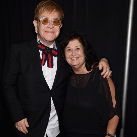 Elton John and Jeanne White-Ginder attend an Elton John AIDS Foundation gala in 2017 in New York City.