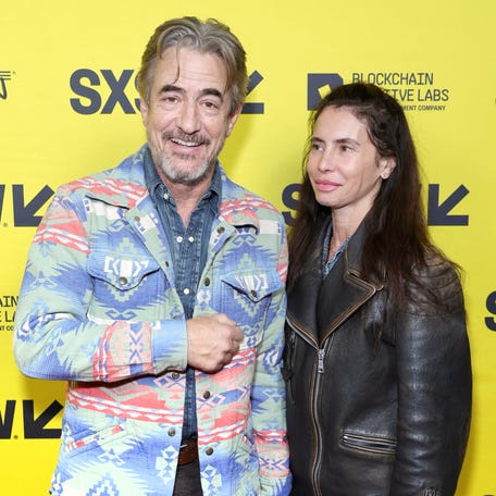 Dermot Mulroney, left, and Prima Apollinaare attend the "The Cow" premiere during the 2022 SXSW Conference and Festivals at ZACH Theatre in Austin, Texas, on March 13, 2022.