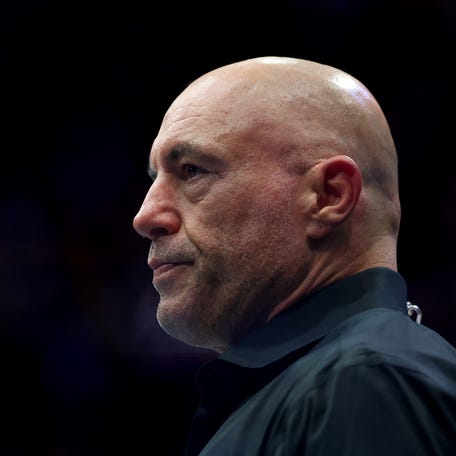 NEWARK, NEW JERSEY - JUNE 07: Joe Rogan looks on during UFC 316 at the Prudential Center on June 07, 2025 in Newark, New Jersey. (Photo by Elsa/Getty Images)