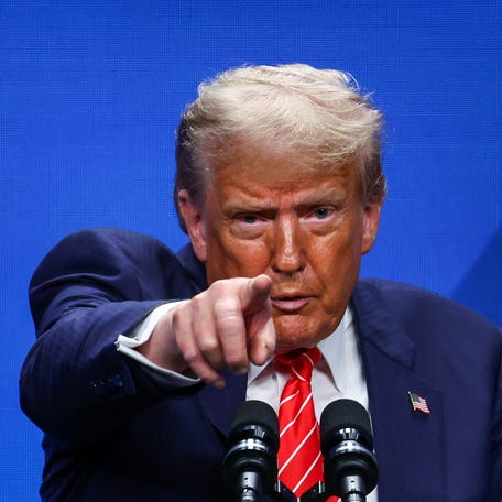 U.S. President Donald Trump gestures during a press conference at a NATO summit in The Hague, Netherlands June 25, 2025. REUTERS/Yves Herman