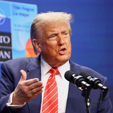 U.S. President Donald Trump speaks during a press conference at the NATO summit in The Hague, Netherlands June 25, 2025.